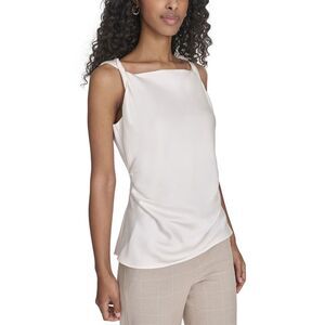 Calvin Klein Womens Twisted-Strap Sleeveless Top Large Cream - NWT $69